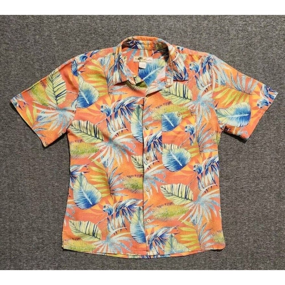 Joe Marlin Hawaiian Shirt Large Mens Palmwave Short Sleeve Palm Trees Beach
